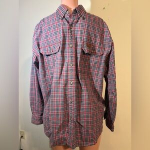 Carhartt Shirt Men's Large Heavyweight Cotton Long Sleeve Button Up‎ Shirt Plaid